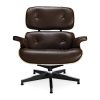 Fotelja ili Lounge chair, tamno smeđe boja kože, drvo oraha, Inside Studio, slika 01