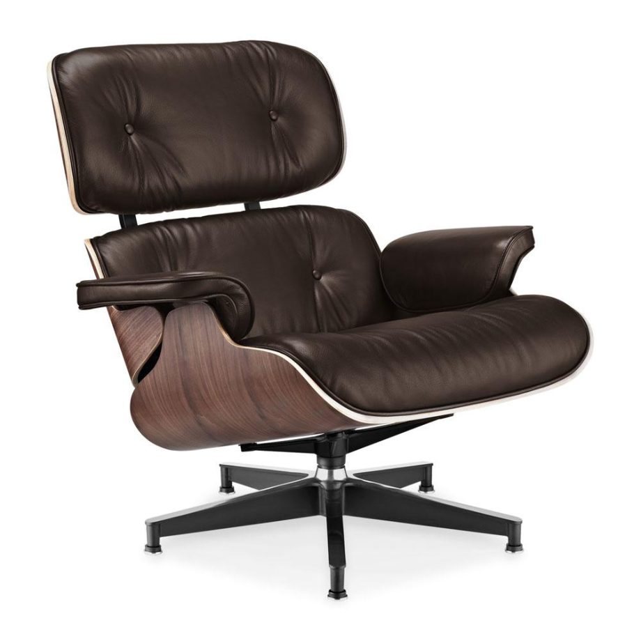 Fotelja ili Lounge chair, tamno smeđe boja kože, drvo oraha, Inside Studio, slika 02