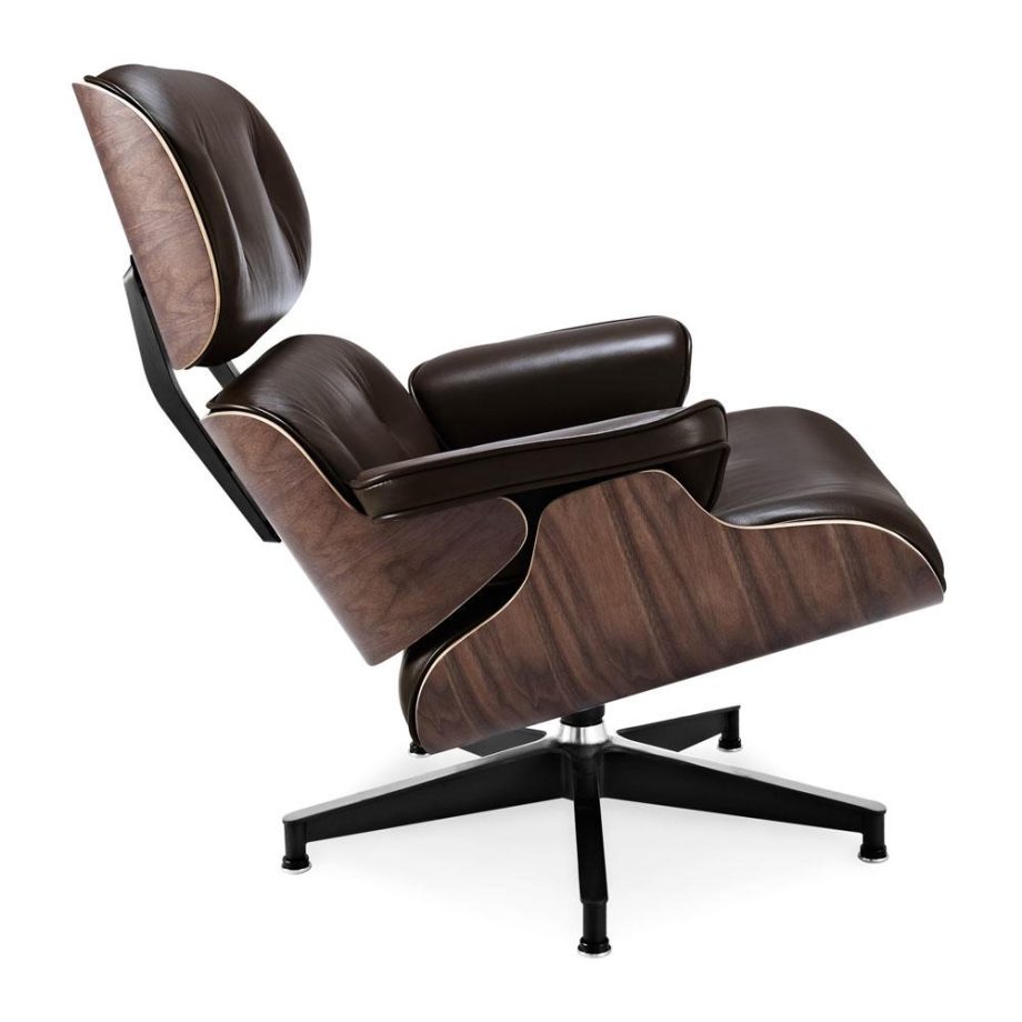 Fotelja ili Lounge chair, tamno smeđe boja kože, drvo oraha, Inside Studio, slika 03