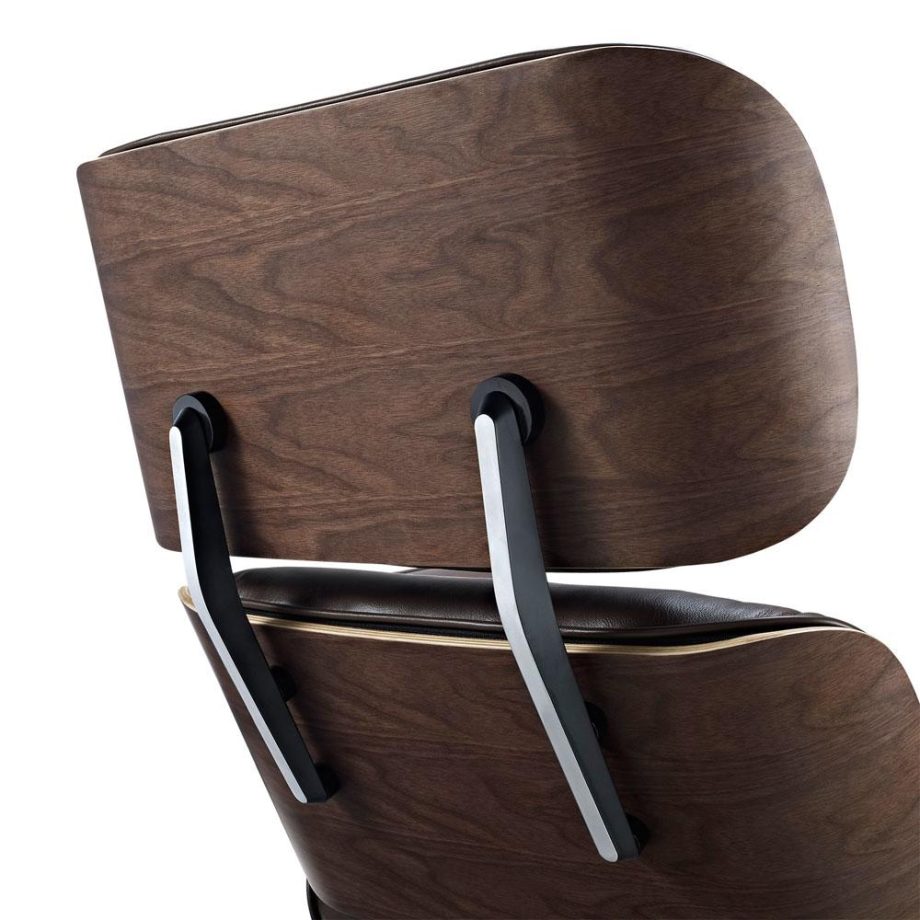 Fotelja ili Lounge chair, tamno smeđe boja kože, drvo oraha, Inside Studio, slika 05