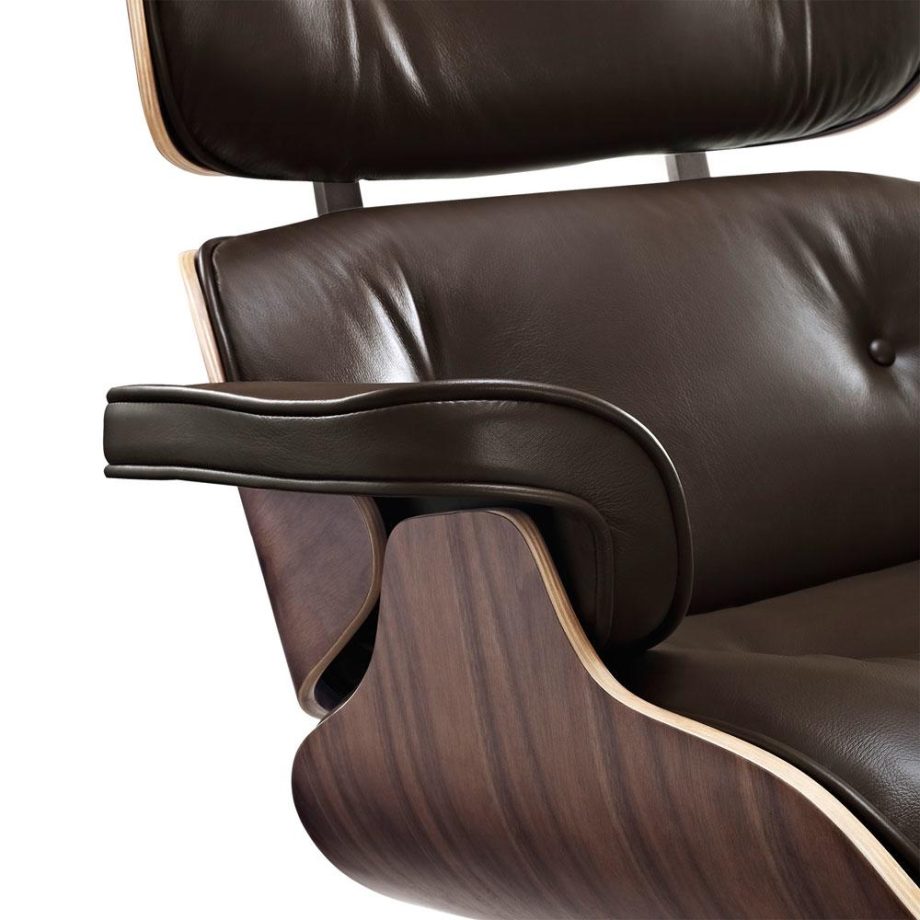 Fotelja ili Lounge chair, tamno smeđe boja kože, drvo oraha, Inside Studio, slika 06