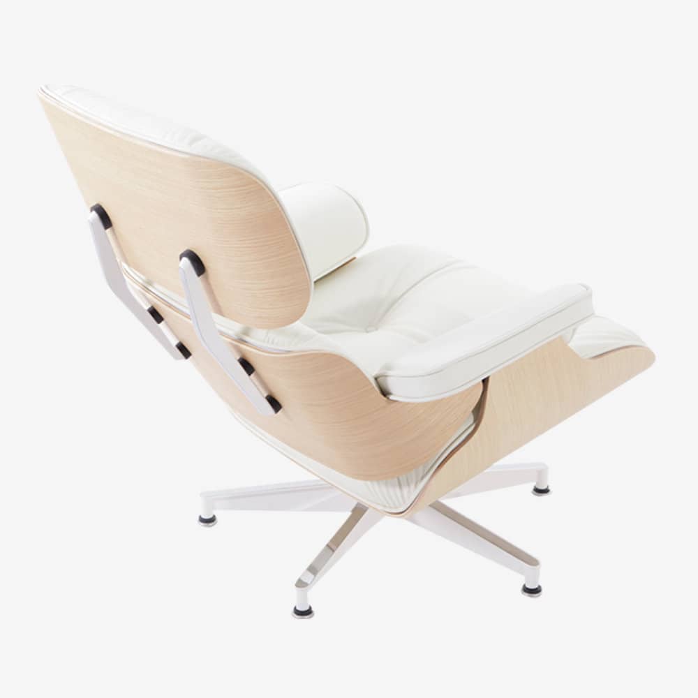 Lounge Chair bijela koža hrast
